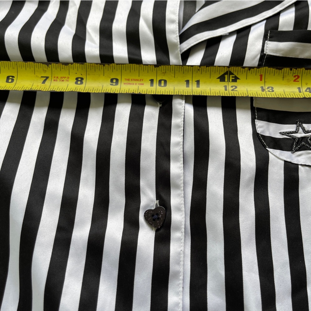 Betsey Johnson Black White Striped Pajama Set Moon Star Sleepwear Size Small - Picture 15 of 16